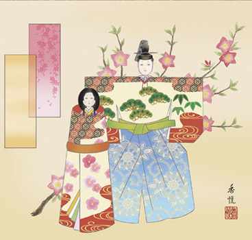 桃の節句　掛け軸
