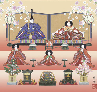 桃の節句　掛け軸